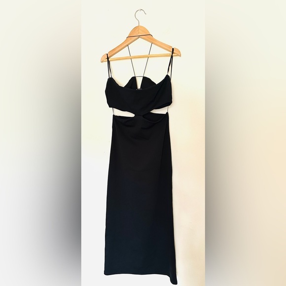 Zara Cutout Dress | Black Strapless | Sz Medium | Midi - Picture 6 of 8
